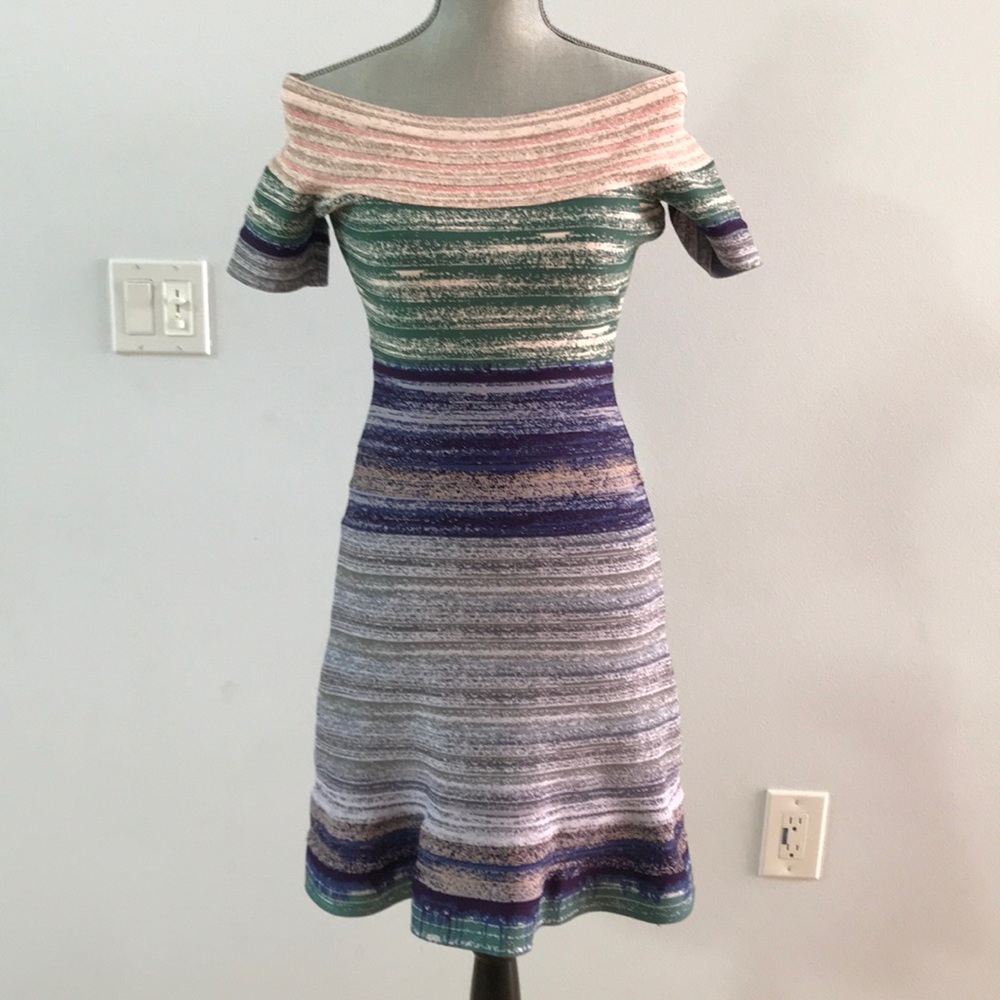 Auth Herve Leger M multicolored bandage dress NWT